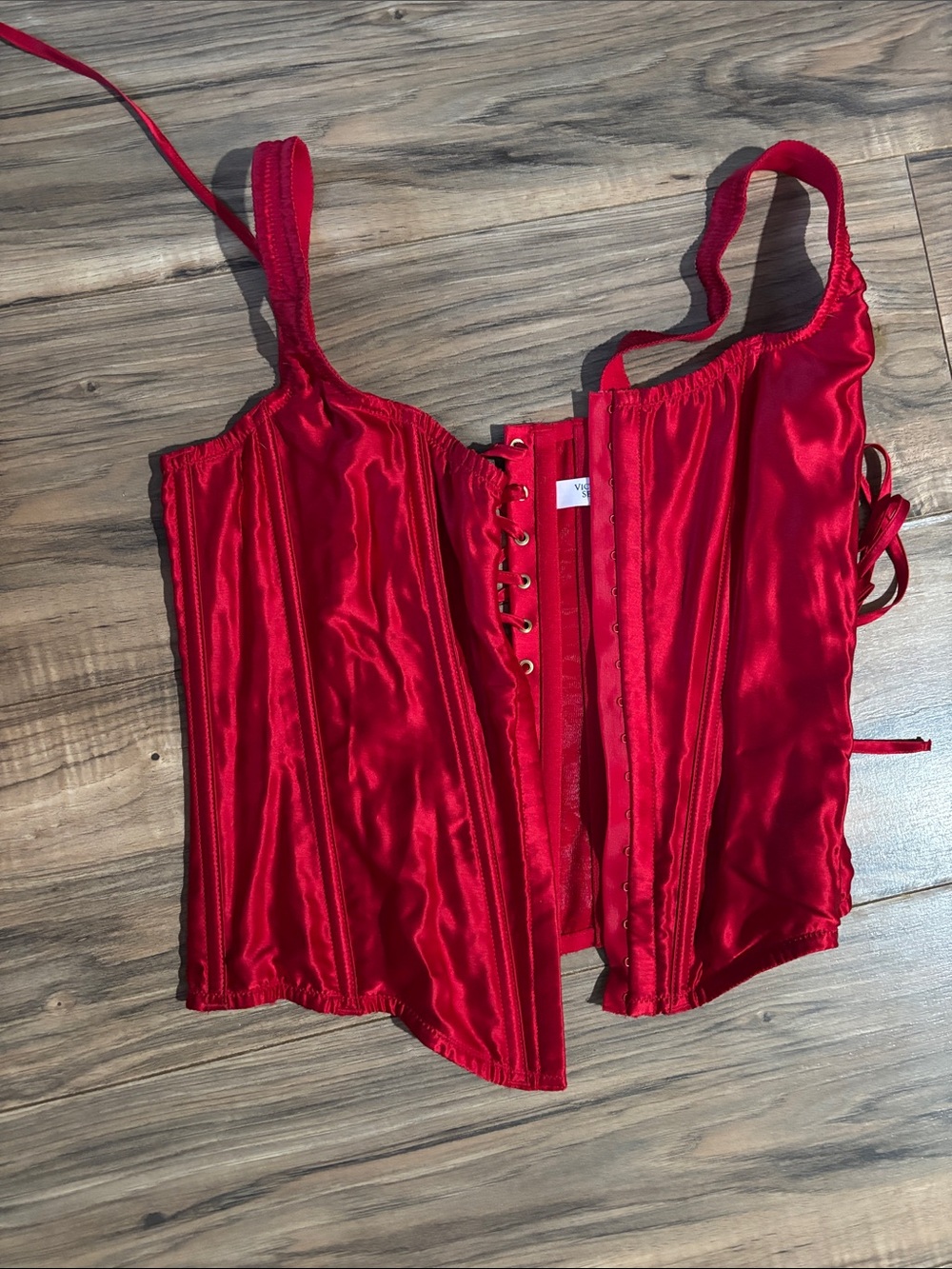 Victoria's Secret Red Satin Corset Top with Strap